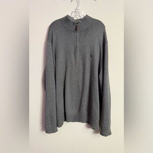 Polo Ralph Lauren Mens 1/4 Zip Pullover Sweater Gray W/ Green Pony Size 3XLT